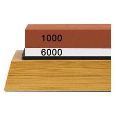 2 in 1 Knife Sharpener, Whetstone, Non-Slip Bamboo Base, 1000/6000 (1/4)