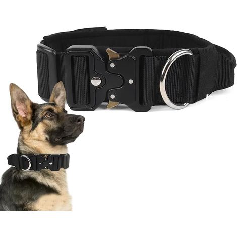 Collier pour Chien Collier Anti Aboiement - Collier Large Réglable en Nylon Durable avec Poignée  Idéal pour Dressage et Randonnée (Noir, M) (1/5)