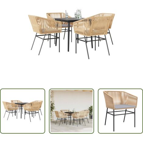vidaXL Juego de comedor jardín 5 piezas cojines ratán sintético marrón (1/5)