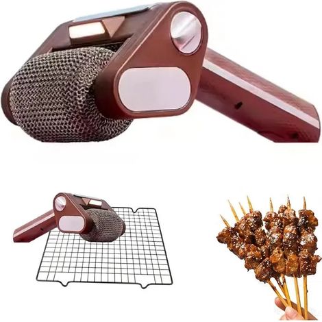 Brosse électrique sans Fil pour Barbecue, Brosse Rotative en Acier Inoxydable avec Rouleau Motorisé Et Lumières LED Intégrées (1/5)
