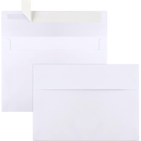 Enveloppes blanches 13 x 18 cm (133 x 184 mm) - Lot de 50 - Fermeture facile par bande adhésive - Papier résistant - Idéales pour cartes, photos et invitations (1/5)