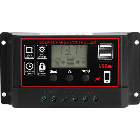 Chargeur solaire 12V 24V 50A régulateur photovoltaïque avec sortie USB 5V et écran digital (1/5)