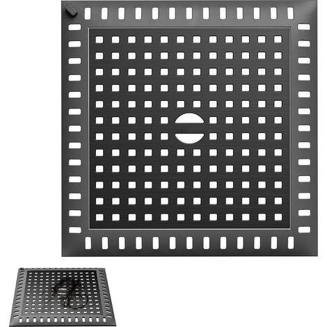 Attrape Cheveux Douche Carré en Acier Inoxydable 304 Filtre Douche Cheveux Anti-Obstruction Filtre Évier pour Salle de Bain et Cuisine 123x123mm, Noir (1/5)