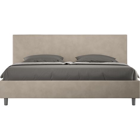 Letto matrimoniale king size contenitore imbottito 200x200 microfibra sabbia Adele (1/4)