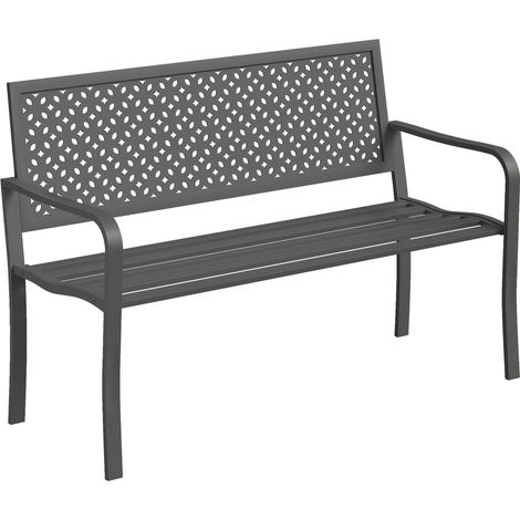 Acier Antirouille Robuste Espace de Détente Banc de Jardin Métal 2 Places pour Terrasse et Jardin (1/5)