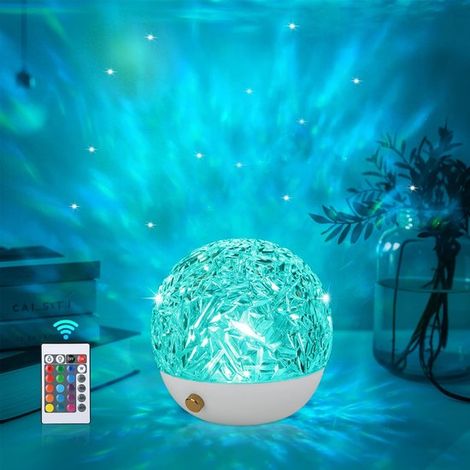 Longziming - Projecteur Vague Océan et Galaxie – Lampe océan rotative à effet 3D – Projecteur galaxie avec 16 couleurs et 4 modes d'éclairage – Commandes tactiles et à distance – Éclairage d'ambiance (1/5)