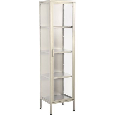 Sideboard, steel and tempered glass display cabinet with 1 door Beige 40x35x160 cm - Arkansas