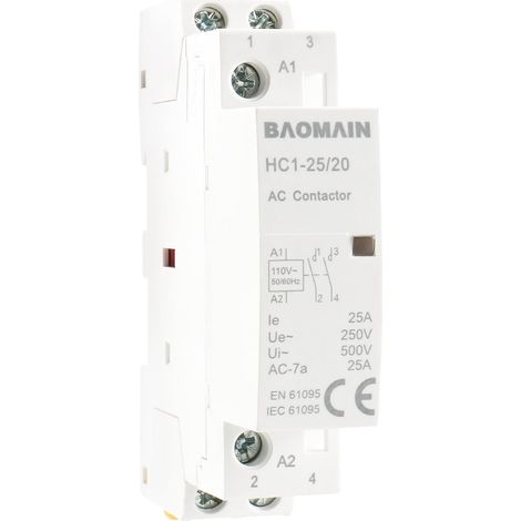 Bardusch-Contacteur modulaire bipolaire AC, 25 A 2NO normalement ouvert, convient aux applications CVC, moteurs, pompes à eau et commande d'éclairage. (1/5)