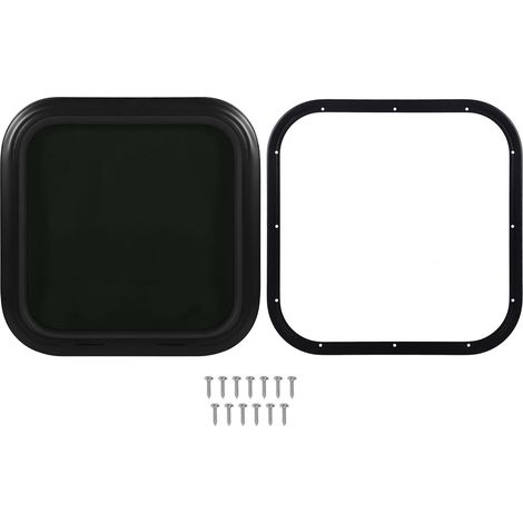 Fenêtre fixe RV angle arrondi cadre aluminium noir verre transparent avec bague fixation pour camping-car caravane épaisseur paroi 26‑31mm/1.02‑1.22po (1/5)