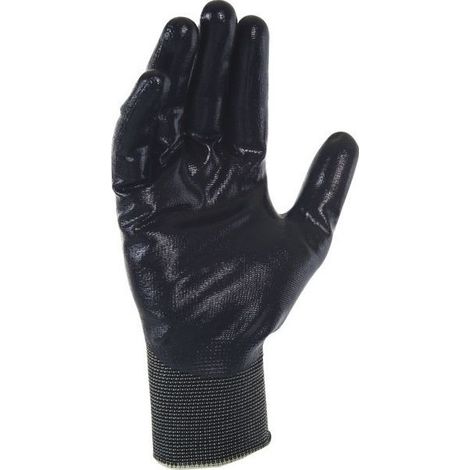 Gant Fin en Polyamide Tricoté avec Enduction Nitrile Noir sur la Paume, Taille 9