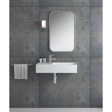 Lavabo rettangolare sospeso in resina minerale Bianco opaco - Kasaï