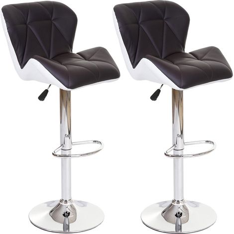 Set di 2 sgabelli da bar con poggiapiedi sintetico marrone e bianco TAB04021