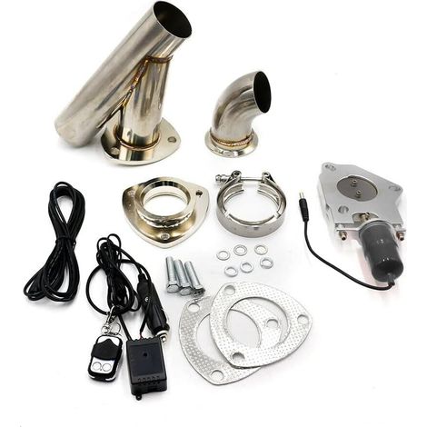 Kit de systèmes de tube diagonal d'échappement électrique 2,25 "/57 mm 12 V, avec vanne de télécommande pour moteur à essence en aluminium (1/5)