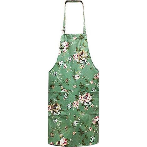 Women's Kitchen Dresses (Green), Floral Apron for Cooking, Baking and Gardening, Vintage Chef Apron - Cute Christmas Gifts (1/5)
