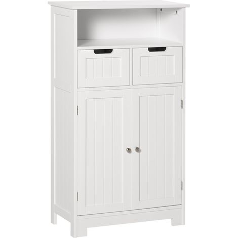 Mobiletto da Bagno 2 Ante 2 Cassetti 60x30x108,8 cm in MDF Bianco (1/5)