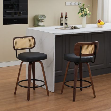 Conjunto 2 sillas bar giratorias con ratán OKMYHOME (1/5)