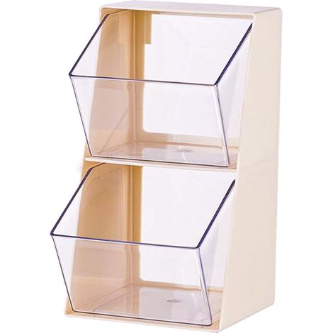 Porte-sachets de thé transparent à 2 niveaux pour capsules de café et sucre - Boîtes à thé, présentoir pour sachets de thé, étagère pour sachets de thé, support pour station de thé (blanc) (1/4)