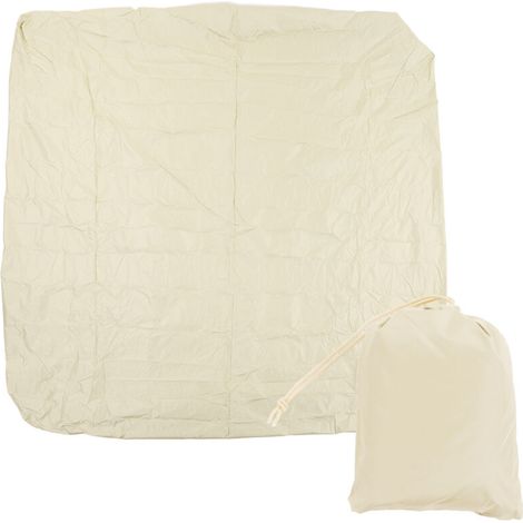 Housse de Protection pour Spa 207x207cm, Étanche et Résistante aux Intempéries, Taffetas Polyester Argenté, Couverture pour Jacuzzi Extérieur, Beige