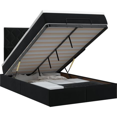 Letto ottomano con materasso Nero 120 x 200 cm Velluto vidaXL (1/5)