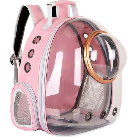Sac à Dos avec Capsule d'espace pour Animal Domestique de Petite et Moyenne Taille, Transparent, Respirant, résistant à la Chaleur, pour Voyage, randonnée, Marche, Camping (Rose) (1/5)