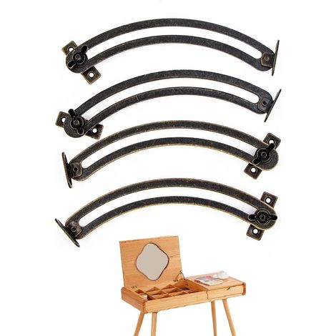 Supporto per cerniera per coperchio - 4 pezzi Cerniera per porta dell'armadio regolabile curva vintage per mobili, guardaroba, scatola dei giocattoli, tatami, coperte (1/5)