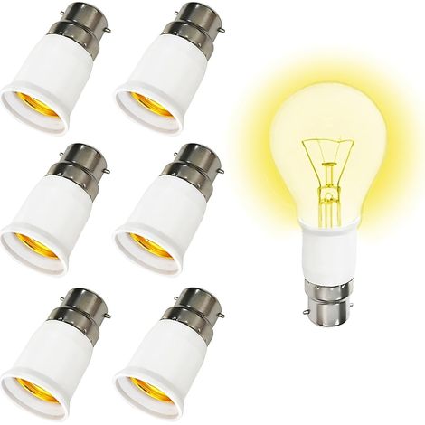 6 Pièces Adaptateur B22 e E27,Adaptateur Ampoule Baillonette vers Vis,Convertisseur de Douille à Baïonnette B22 à E27 pour Ampoule LED Incandescente Halogene Adaptateur Culot Douille (1/5)