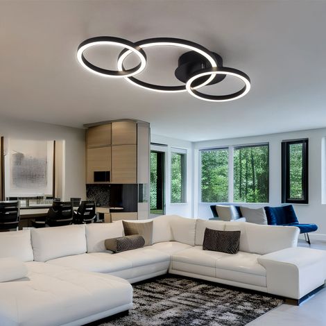 Plafoniera di design lampada da soffitto lampada da soggiorno, 3 anelli, metallo acrilico, 760 lumen 24 watt LED 3000 Kelvin, LxPxA 55 x 30 x 7 cm