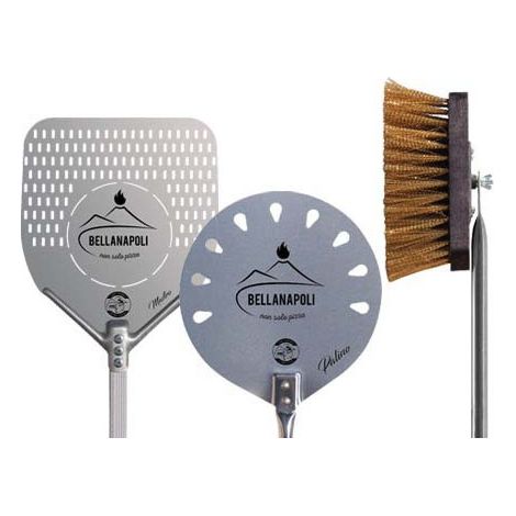 Set Profesional 2 Palas para Pan/Pizza + Cepillo de Cerdas de Latón Bella Napoli