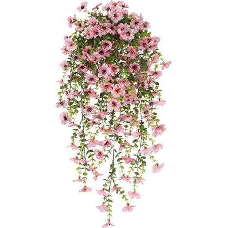 Bouquet artificiel de violettes 76 cm – Suspension murale réaliste, durable et anti-UV pour maison et jardin,Rose (1/5)