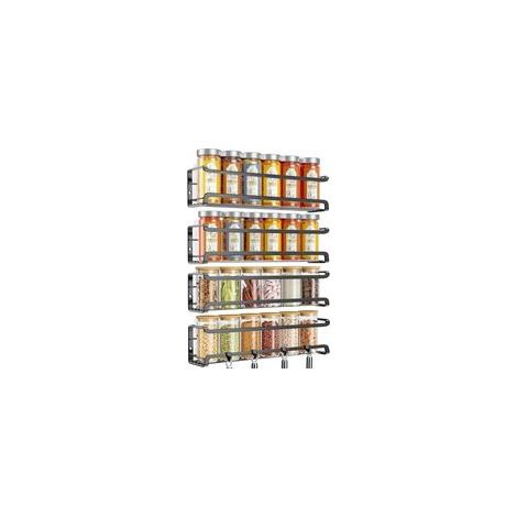 Étagère à épices murale en métal, 4 pièces, sans perçage, idéale pour le rangement et l'organisation des portes d'armoires de cuisine (1/4)