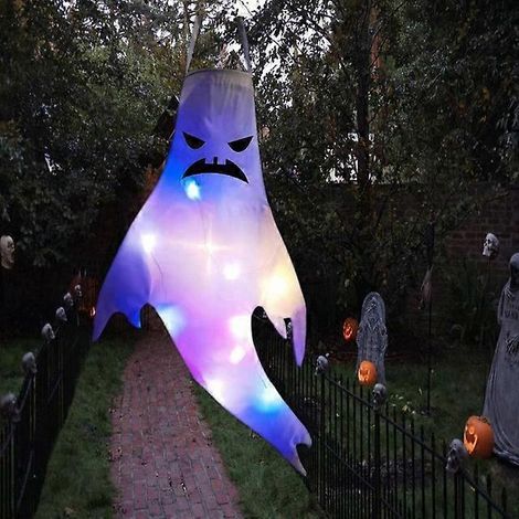 Grandes guirlandes lumineuses LED d'extérieur pour Halloween, fantômes suspendus, lumières fantômes lumineuses, accessoires d'horreur, décoration de bar et de maison, décoration de fête d'Halloween, 1
