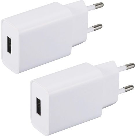 2 Pack Chargeur USB 5V 2A Adaptateur Prise Secteur Compatible avec iPhone,Samsung,écouteurs,Lecteur ebook,Lampe Table,Consoles Jeux,Routeur,Bluetooth Speaker,Lumières LED (1/4)