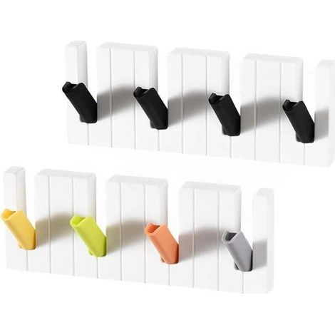 Set of 2 self-adhesive key hooks for the wall, key hooks for the wall, no drilling required, wall hooks with 4 hooks, key hooks for the entryway, kitchen, office, bathroom, etc. (1/5)