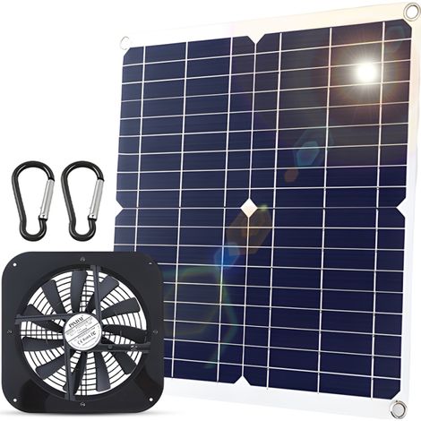 Ventilateur Solaire 20W – Extraction Étanche avec Panneau Solaire USB – Flux d’Air Rapide – Pour Poulaillers, Serres, Abris, Niches, Fenêtres (1/5)