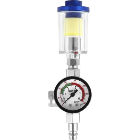Régulateur de Pression d'air pour Pistolet à Peinture,manomètre + séparateur de Filtre pour piège à Eau d'huile + Filetage Standard 1/4,Max. 140psi (1/5)