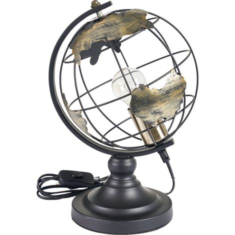 Mappamondo portalampada con piedistallo in metallo decorazione moderna h 35 cm (1/3)