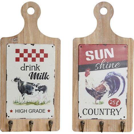 Hattestativ DKD Home Decor Rot Holz Metall (2 pcs) (21 x 5 x 45 cm)
