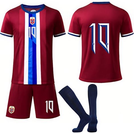Heimtrikot der norwegischen Nationalmannschaft (Saison 24/25) für Kinder und Erwachsene, Nr. 10 Ødegaard, Größe 16, Fan-Trikot Nr. 10 Ødegaard (1/2)