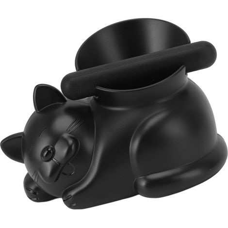 Boîte à marc de café avec barre amovible, en forme de chat mignon, pour recycler le marc de café à la maison ou au café (chat noir). (1/5)
