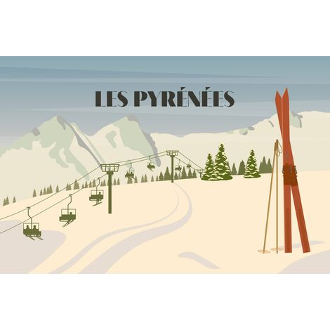 Tableau sur toile illustration des Pyrénées 30x45 cm - Impression sur Toile Murale Décorative - Image imprimée en HD sur Toile - Toile sur Châssis en Bois FSC - Fabriqué en France (1/4)