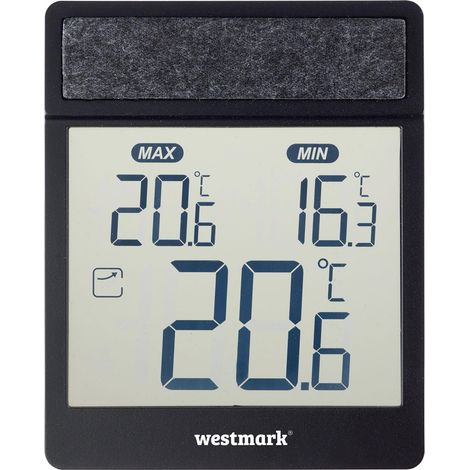 Thermomètre de fenêtre numérique – Thermomètre extérieur avec heure, alerte gel, tendance de température, min/max, étanche IP44, pour jardin, serre et extérieur – ABS