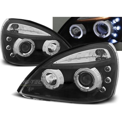 Paire de feux phares Renault Clio 2 01-05 angel eyes noir-27361745 (1/2)