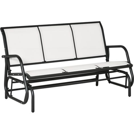 Panchina Dondolo da Giardino 151x75x85 cm in Metallo e Texteline Beige (1/5)