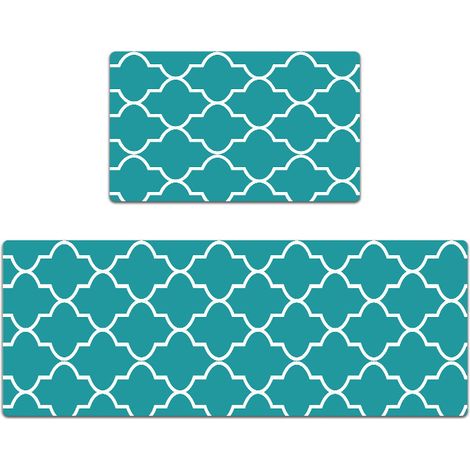 Direct supply anti-fatigue kitchen mat, washable, wipeable doormat, entrance mat, PVC foam mat - Water Green Crown Flower - 4470CM
