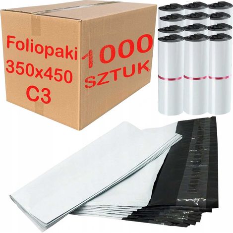 Buste postali in polietilene bianche formato C3 350x450mm - 1000 pezzi.