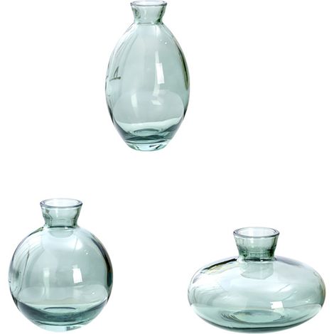 Vase Bud en Verre Vert, Ensemble de 3, Vase Multifonction Déco Minimaliste pour Salon Salle de Bain (1/5)