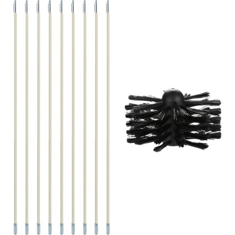 Kit de nettoyage de cheminée (9 pièces) avec brosses en nylon et têtes en nylon. Kit de ramonage flexible pour conduits de cheminée et sèche-linge. (1/5)