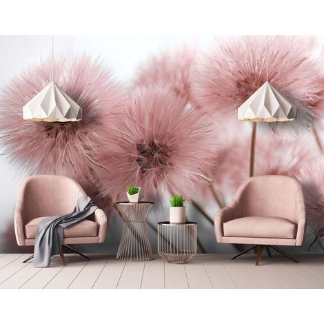 Fototapete Löwenzahn Rosa Natur 3D-Optik, für Wohnzimmer und Schlafzimmer, 150 x 105 cm – Komplettset inkl. Kleister & Anleitung (1/5)