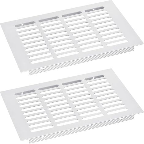 Grille de Couverture de Bouches d'Aération, 2 Pièces 250 x 150 mm en Alliage d'Aluminium, Grille de Ventilation Rectangulaire à Persiennes (Argent) (1/5)