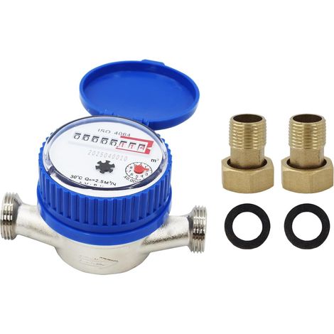 1 Compteur d'eau 1/2", affichage numérique, laiton, protection gel, jardin maison (1/5)